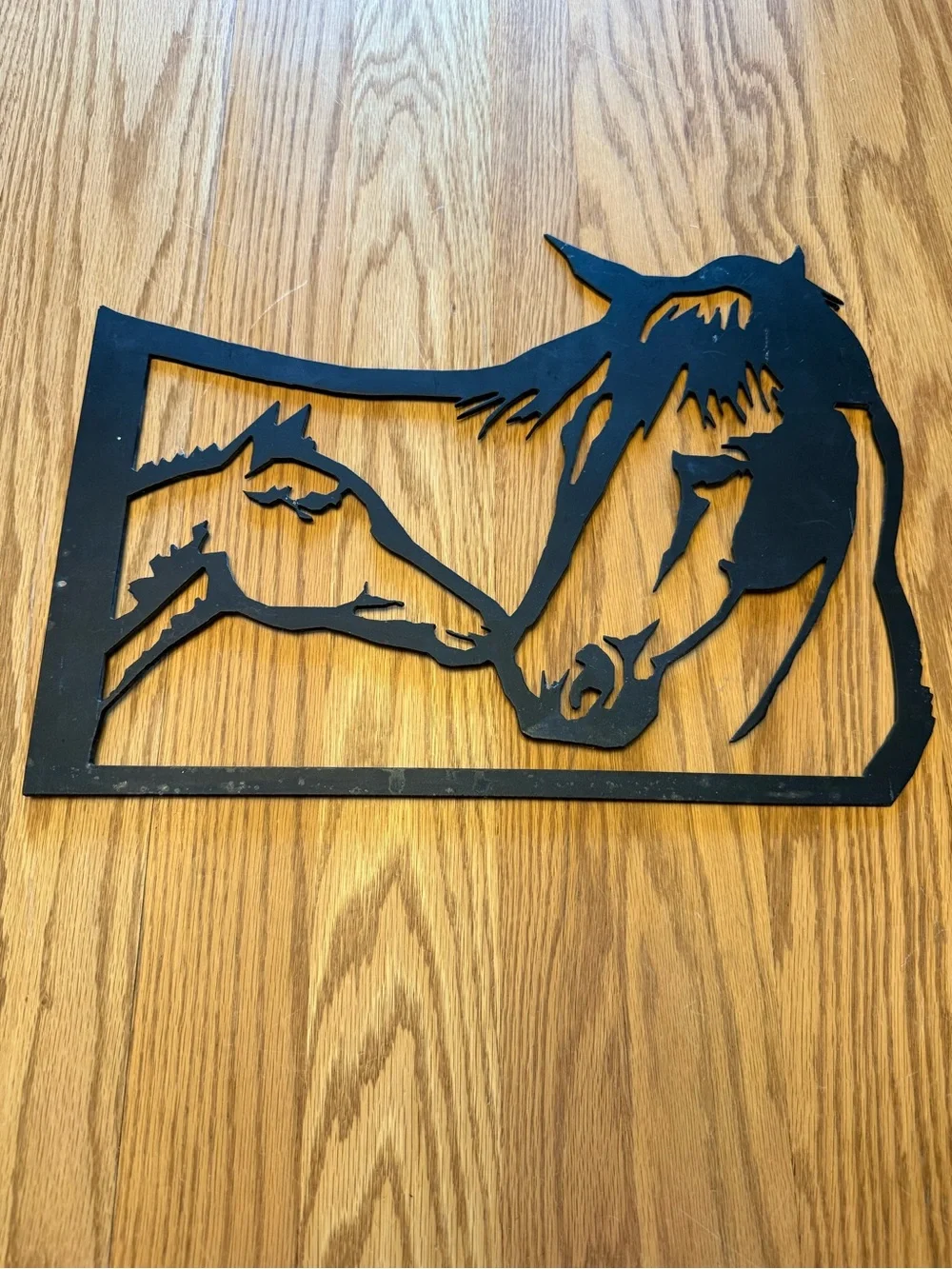 Black Mare & Foal Silhouette Metal Wall Art